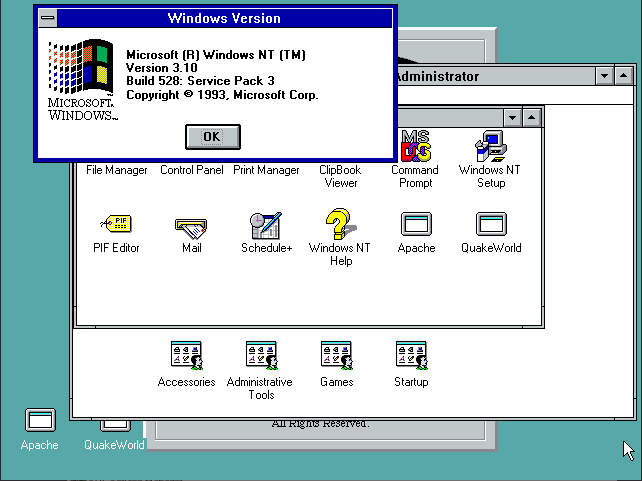 Windows NT 3.1 desktop